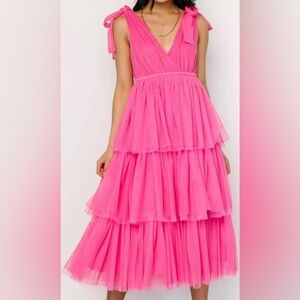 Baltic Born Tessa Tiered Tulle Tank Dress | Hot Pink